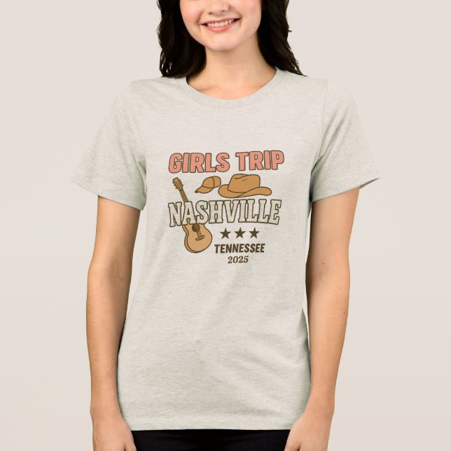 Nashville Girls Trip Personalised Date Tri-Blend Shirt (Front)