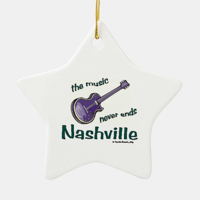 Nashville Guitar Ceramic Tree Decoration (Front)