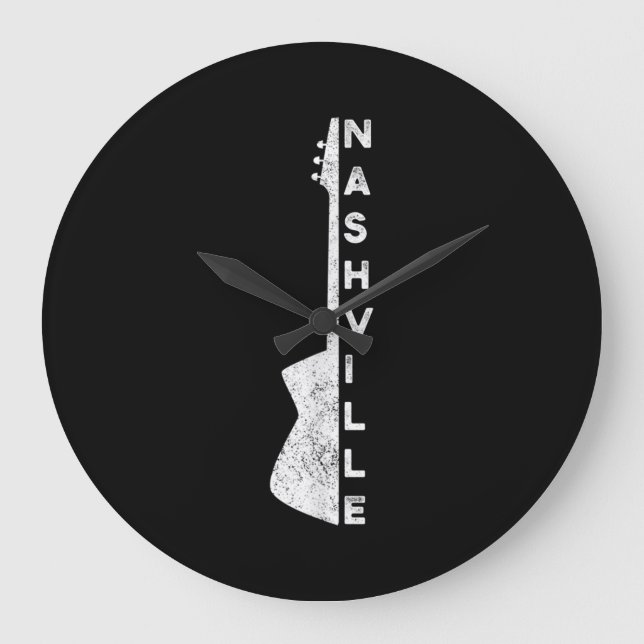 Nashville Guitar Country Music Lovers Gifts Large Clock (Front)