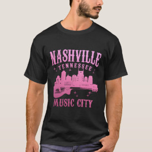 Nashville Guitar Skyline Tn Vintage Country Music T-Shirt