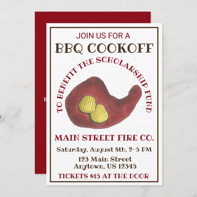 Nashville Hot Chicken BBQ Barbecue Cookoff Invitation (Front/Back)