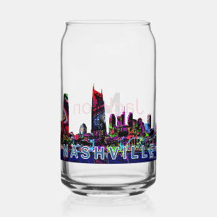 Nashville in graffiti with monogram  can glass