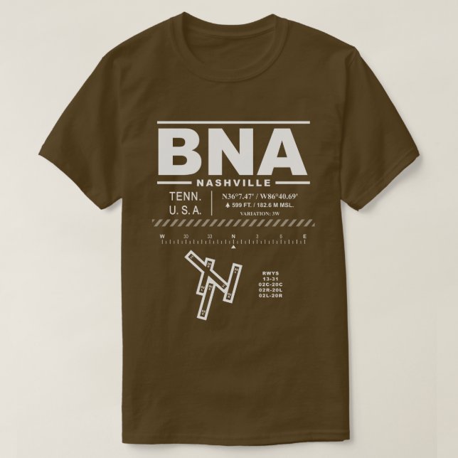 Nashville International Airport BNA T-Shirt (Design Front)