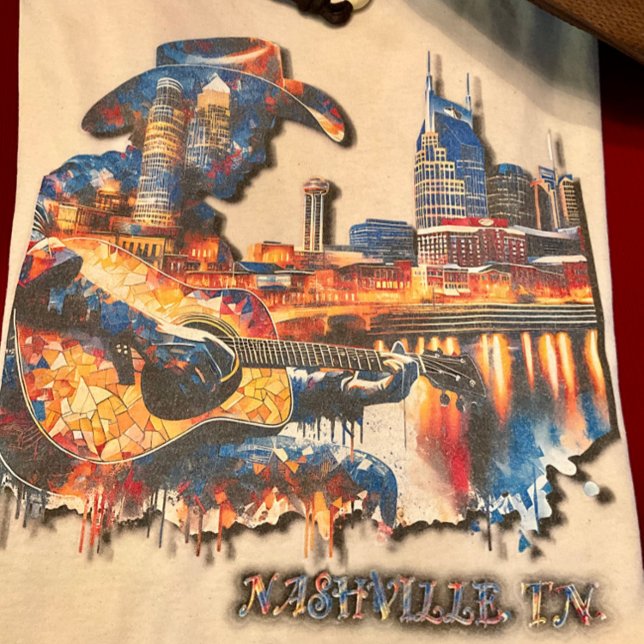 Nashville Is Music City Mosaic Tile Design T-Shirt (Creator Uploaded)
