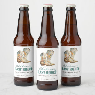 Nashville Last Rodeo Boots Bachelorette Party Beer Bottle Label