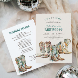 Nashville Last Rodeo Boots Bachelorette Party Invitation