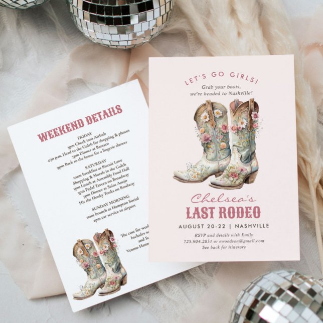 Nashville Last Rodeo Boots Bachelorette Party Invitation (Creator Uploaded)
