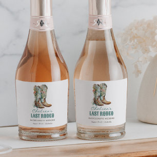 Nashville Last Rodeo Boots Bachelorette Party Sparkling Wine Label
