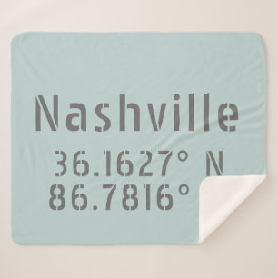 Nashville Latitude Longitude Sherpa Blanket