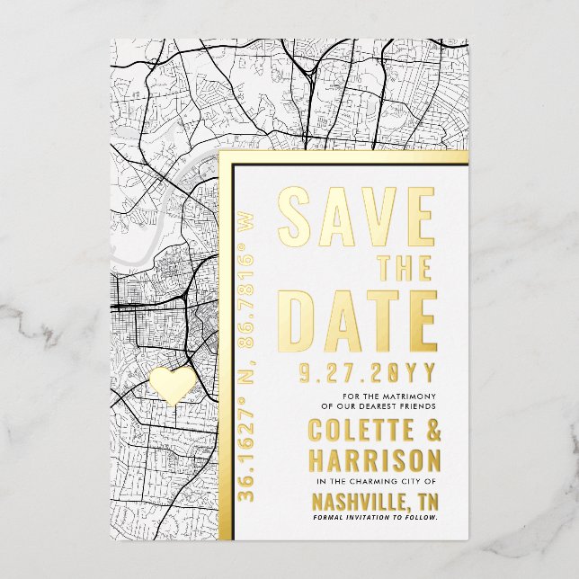 Nashville Love Locator | Wedding Save the Date (Front)