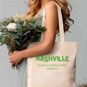 Nashville Modern Green Destination Bachelorette Tote Bag