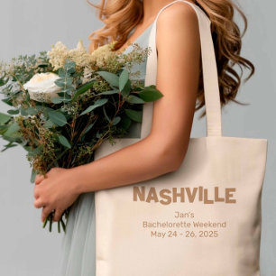 Nashville Modern Minimalist Mocha Bachelorette Tote Bag