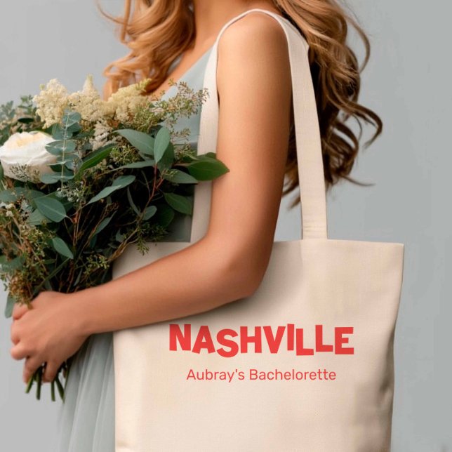 Nashville Modern Minimalist Red Bachelorette Tote Bag (Creator Uploaded)