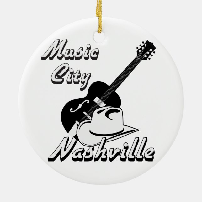 Nashville. Music city Ceramic Tree Decoration (Back)