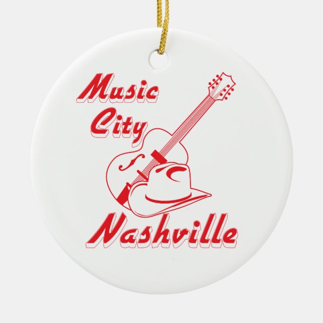 Nashville. Music city Ceramic Tree Decoration (Front)