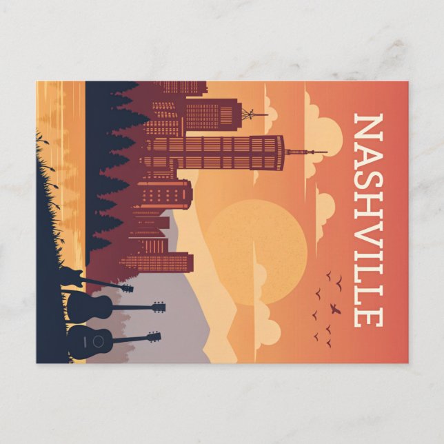 Nashville: Music City Skyline at Sunset Postcard (Front)