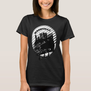 Nashville Music Guitar USA Skyline Silhouette Outl T-Shirt