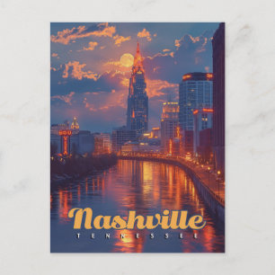 Nashville Nights: Skyline Reflections Postcard