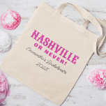 Nashville Or Never Hot Pink Retro Bachelorette Tote Bag<br><div class="desc">Nashville Or Never Hot Pink Retro Bachelorette Tote Bag,  personalise it with your own name and text.</div>