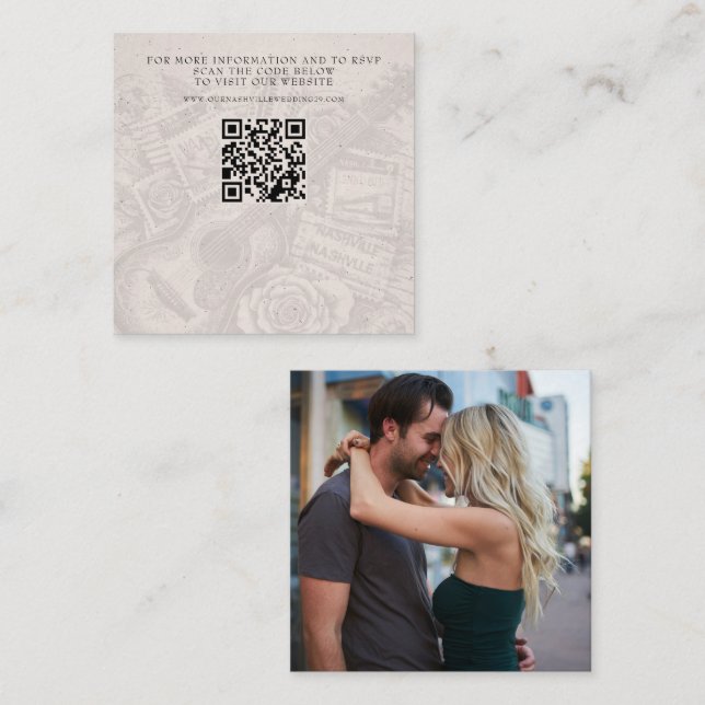 Nashville Passport Wedding QR Enclosure Card (Front/Back)