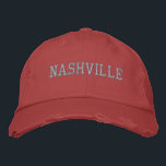 NASHVILLE Pink Embroidery on Red Vintage Style Embroidered Hat<br><div class="desc">NASHVILLE Pink Embroidery on Red vintage style distressed cotton hat. Makes a wonderful gift for anybody who loves Nashville TN! If you would prefer to have your personal text then simply select "Personalise this template" details button to enter your choice of custom text. Embroidery is also customisable to other colour...</div>