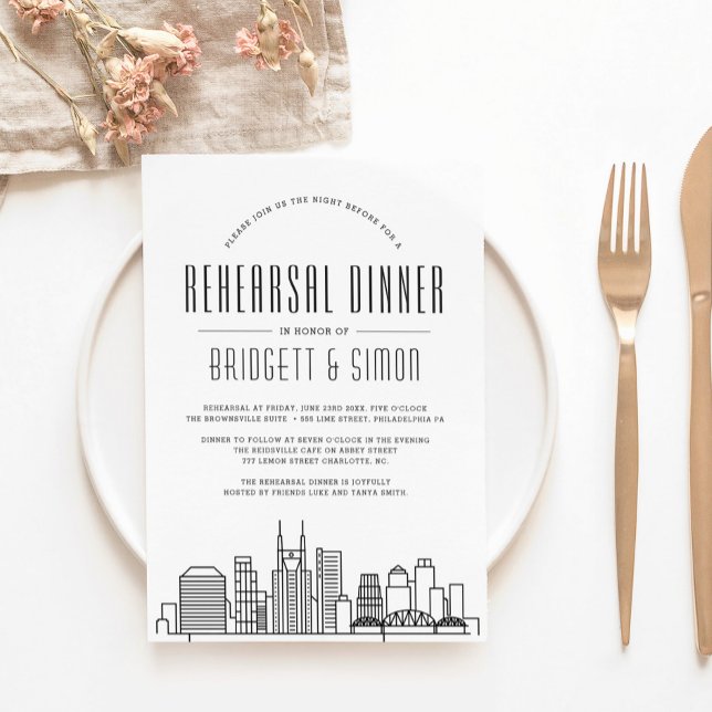 Nashville Rehearsal Dinner | City Skyline Invitation (Creator Uploaded)