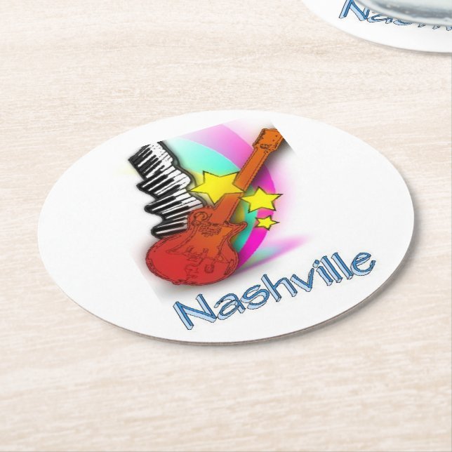 Nashville Rhythm Round Paper Coaster (Angled)