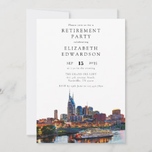 Nashville Riverfront Skyline Retirement Party Invitation