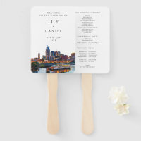 Nashville Riverfront Watercolor Wedding Program