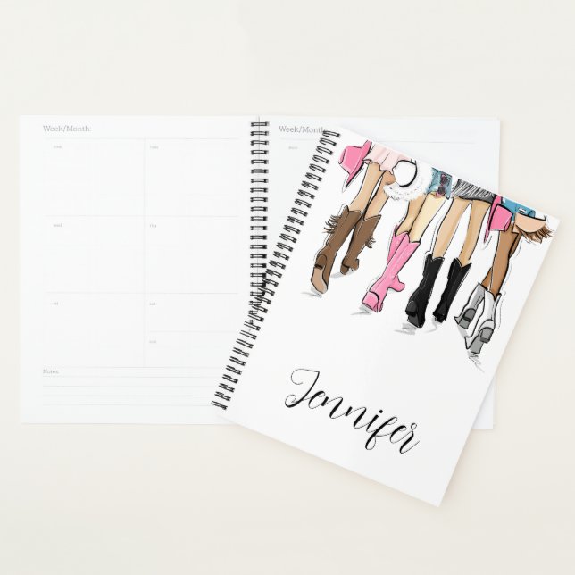 Nashville Script Fashion Illustration Cowboy Boots Planner (Display)