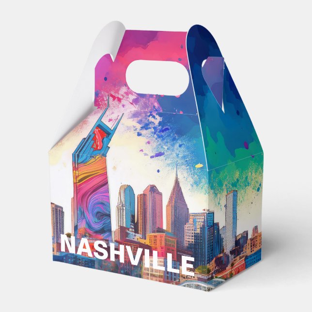 Nashville Skyline Abstract Art Favour Box (Front Side)