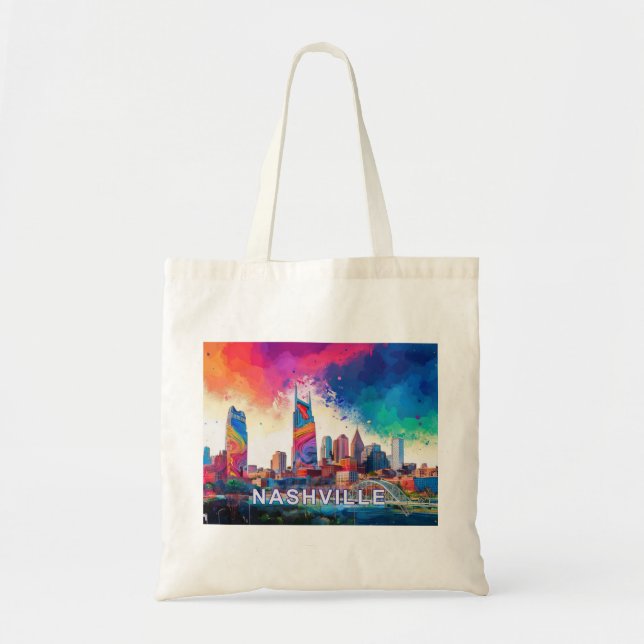 Nashville Skyline Abstract Art Tote Bag (Front)