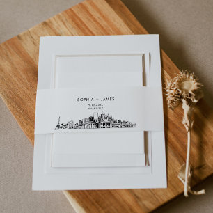 Nashville Skyline Belly Band, 2"x11.5" Invitation Belly Band