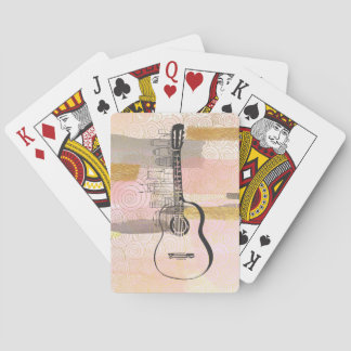 Nashville Skyline Guitar Watercolor Design Playing Cards