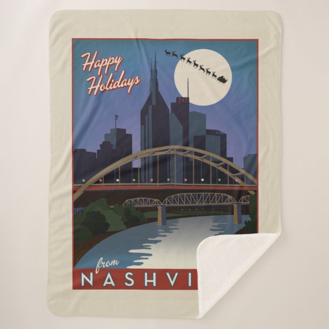 Nashville Skyline Sherpa Blanket (Front)