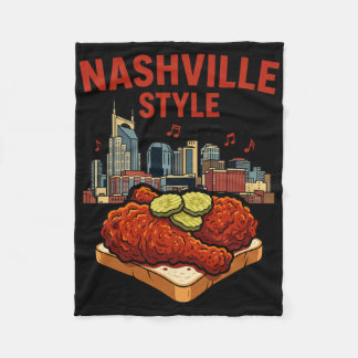 Nashville Style Spicy Fried Chicken And Music City Fleece Blanket