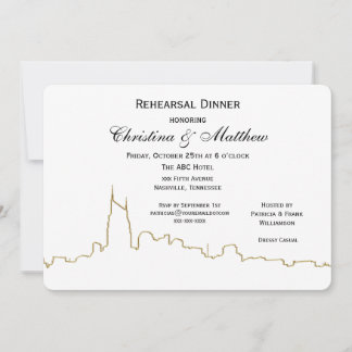 Nashville Tenn Skyline Outline Rehearsal Dinner Invitation