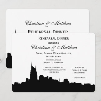 Nashville Tenn Skyline Silhouette Rehearsal Dinner Invitation