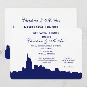 Nashville Tenn Skyline Silhouette Rehearsal Dinner Invitation