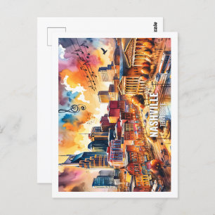 Nashville Tennesse USA Famous Place watercolor Postcard
