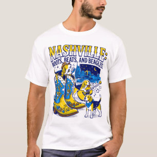 Nashville Tennessee Boots Beats and Beagles T-Shirt