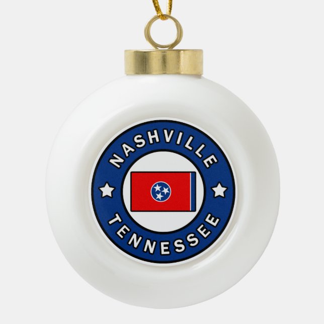 Nashville Tennessee Ceramic Ball Christmas Ornament (Front)