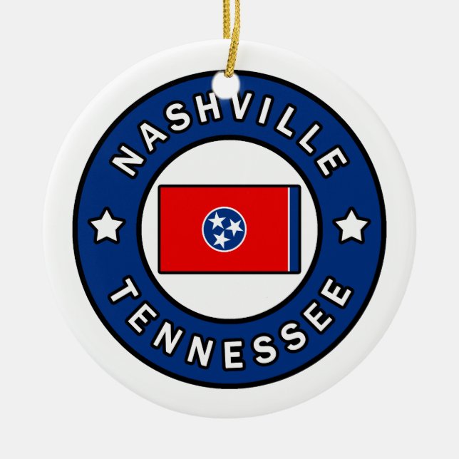Nashville Tennessee Ceramic Tree Decoration (Front)