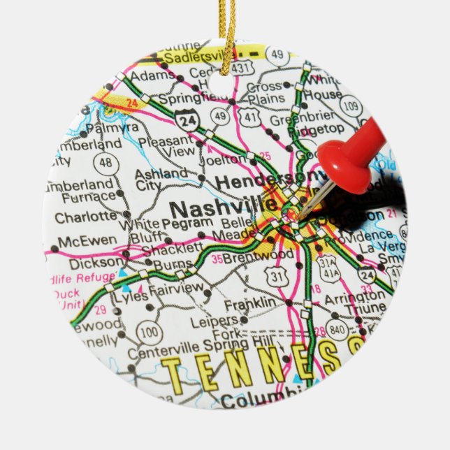 Nashville, Tennessee Ceramic Tree Decoration (Front)