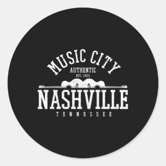 Nashville Tennessee Country Music City Guitar Classic Round Sticker