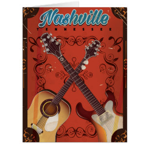 Nashville, Tennessee Guitar vintage travel poster