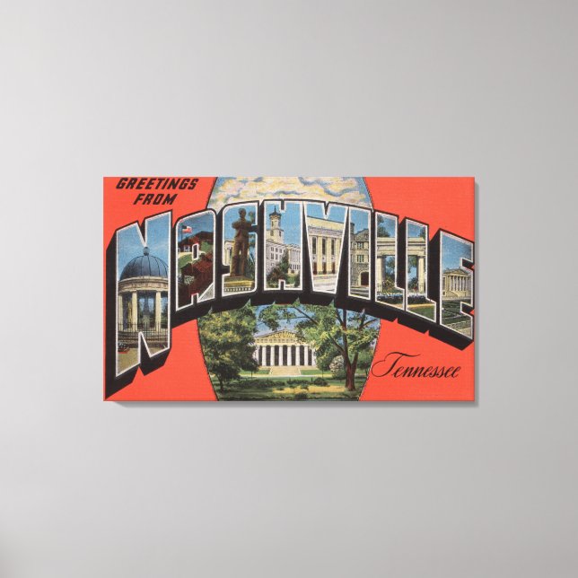 Nashville, Tennessee - Large Letter Scenes 2 Canvas Print (Front)
