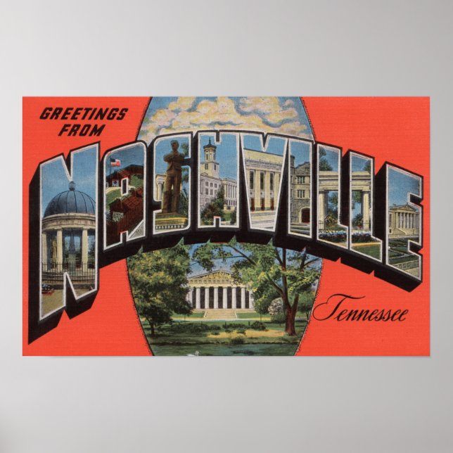 Nashville, Tennessee - Large Letter Scenes 2 Poster (Front)