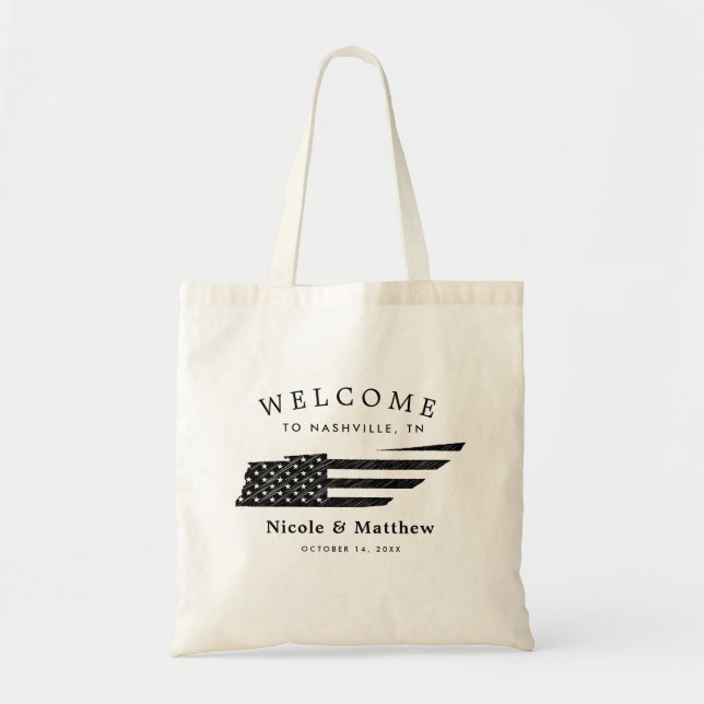 Nashville Tennessee Map Minimalist Wedding Welcome Tote Bag (Front)
