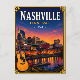 🎸 Nashville Tennessee Music City Postcard
